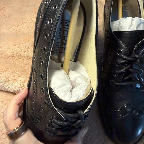 Michael Kors Black Leather Platform Shoes - Picture 3 of 4